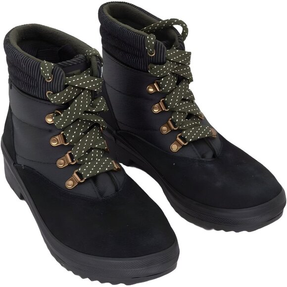 Keds Women's Camp Boot Suede Spalash Twill Velvet Rain, Black, Size 8.5 - Picture 1 of 5